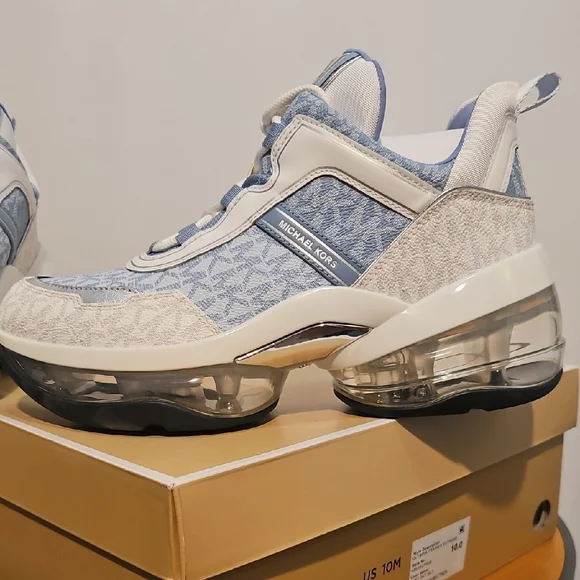 Michael Kors Denim and White High-Top Sneakers - Picture 9 of 10